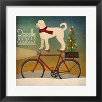 White Doodle on Bike Christmas Framed Print