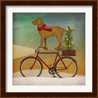 Yellow Lab on Bike Christmas Fine Art Print