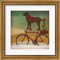 Brown Lab on Bike Christmas Fine Art Print