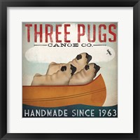 Three Pugs in a Canoe Framed Print