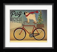Pug on a Bike Christmas Framed Print
