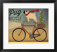 Pug on a Bike Christmas Framed Print