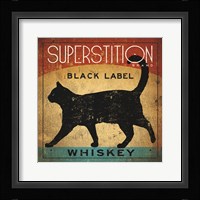 Superstition Black Label Whiskey Cat Framed Print