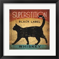 Superstition Black Label Whiskey Cat Framed Print