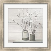 Pussy Willow Still Life Gray Pots Shiplap Fine Art Print