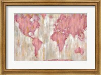 Blushing World Map v2 Crop Fine Art Print
