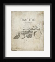 Industrail Farm Tractor Blue Print 1 Fine Art Print