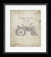 Industrail Farm Tractor Blue Print 2 Fine Art Print