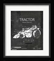 Industrail Farm Tractor Blue Print BW3 Fine Art Print