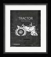 Industrail Farm Tractor Blue Print BW4 Framed Print