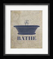 Beloved Bath Blue - Bathe Framed Print