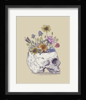 Half Skull Flowers Fine Art Print