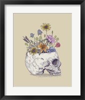 Half Skull Flowers Fine Art Print