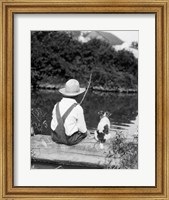 1920s 1930s Farm Boy Fishing Fine Art Print