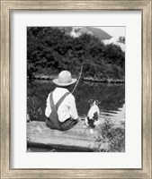1920s 1930s Farm Boy Fishing Fine Art Print