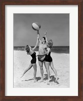 1950s Teens Jumping For Beach Ball Fine Art Print