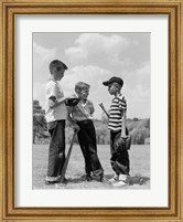 1950s Boys Baseball Holding Bat Fine Art Print