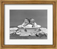 1930s Twin Babies In Bath Tub Fine Art Print
