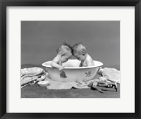 1930s Twin Babies In Bath Tub Fine Art Print