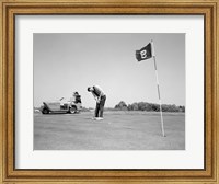 1960s Man Playing Golf Putting Fine Art Print