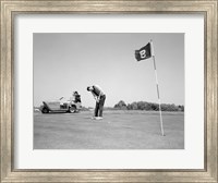 1960s Man Playing Golf Putting Fine Art Print