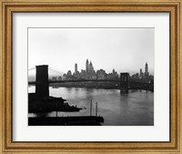 1950s Twilight Skyline Manhattan Brooklyn Bridge? Fine Art Print