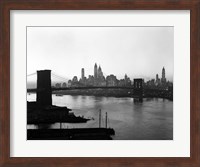 1950s Twilight Skyline Manhattan Brooklyn Bridge? Fine Art Print