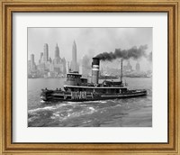 1940s Steam Engine Tugboat On Hudson River Fine Art Print