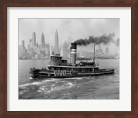 1940s Steam Engine Tugboat On Hudson River Fine Art Print