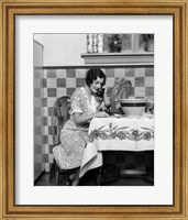 1920s Woman Sitting At Kitchen Table Fine Art Print
