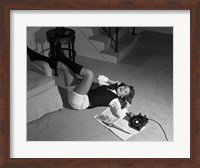 1960s Teenage Girl Lying On Floor Fine Art Print