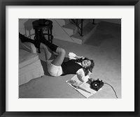 1960s Teenage Girl Lying On Floor Fine Art Print