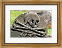 Skull And Crossbones Carved On Tombstone Fine Art Print