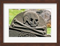 Skull And Crossbones Carved On Tombstone Fine Art Print