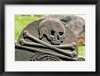 Skull And Crossbones Carved On Tombstone Fine Art Print
