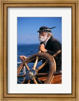 1990S Bearded Man At Wheel Of Ship Fine Art Print
