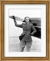 1930s Woman Aviator Pilot Standing Next To Airplane Fine Art Print