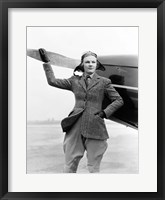 1930s Woman Aviator Pilot Standing Next To Airplane Fine Art Print