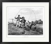 1800s Three 19Th Century Men In Boat Fishing Fine Art Print