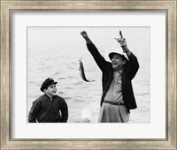 1950s 1960s Boy Fishing With Father Or Grandfather Fine Art Print