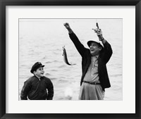 1950s 1960s Boy Fishing With Father Or Grandfather Fine Art Print