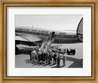 1950s Group Of Passengers Boarding Airplane Fine Art Print