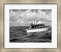 1950s 3 Men Trolling Off Of Fishing Boat Fine Art Print