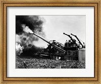 1940s WWII Big Artillery Railroad Gun Firing Fine Art Print