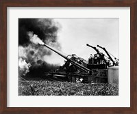 1940s WWII Big Artillery Railroad Gun Firing Fine Art Print