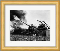 1940s WWII Big Artillery Railroad Gun Firing Fine Art Print