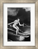 1950s Smiling Woman In A White Two Piece Bathing Suit Fine Art Print