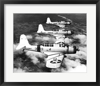 1940s Three World War II US Navy Dive Bombers Flying Fine Art Print