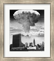 1950s 1960s Mushroom Cloud Over United Nations Building Fine Art Print