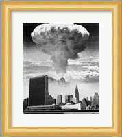 1950s 1960s Mushroom Cloud Over United Nations Building Fine Art Print